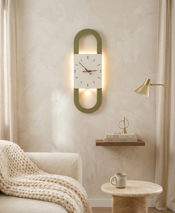 SERENGETI ART BERLİN AHŞAP SALON DUVAR SAATİ PİLLİ (LEDLİ) QUARTZ ULTRA SESSİZ MEKANİZMA 28 CM X 85 CM