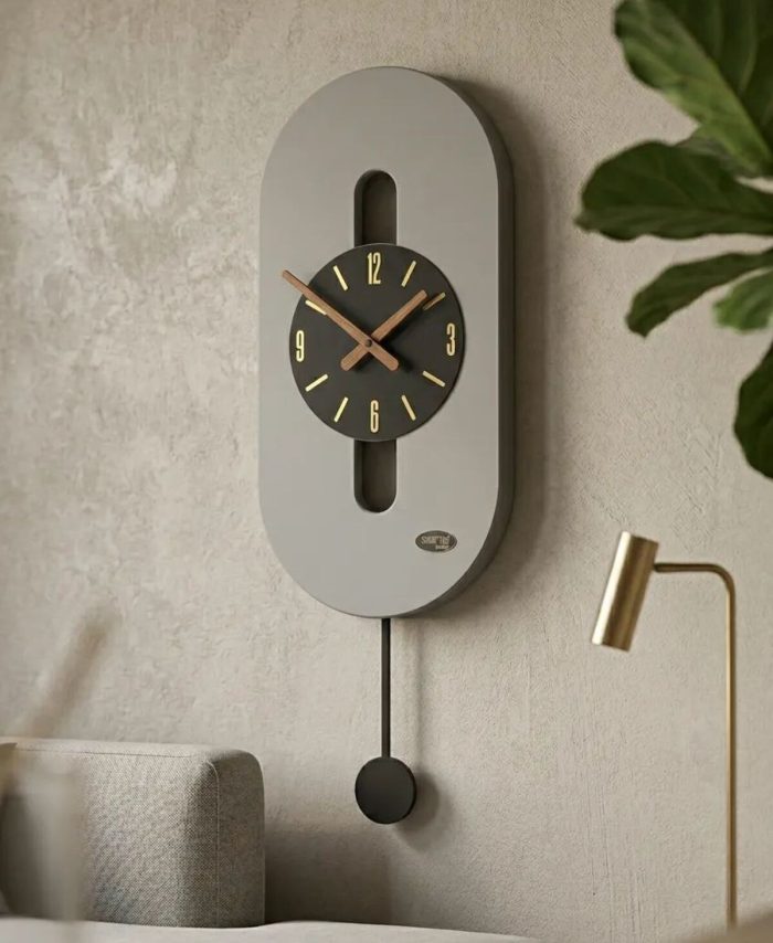 RİO Dekoratif Duvar Saati Ahşap Modern Uzun Model Salon Ofis Saati Ultra Sessiz Mekanizma 26x70 cm
