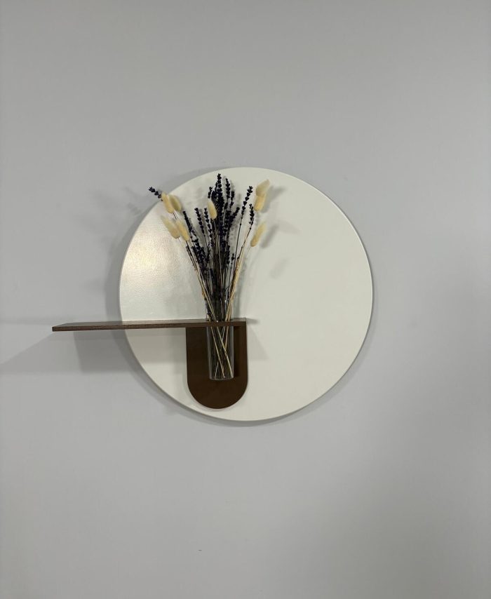 ORKİDE AHŞAP PİLLİ LEDLİ İSKANDİNAV TARZI SALON DUVAR RAFI MODERN ÇİÇEKLİK 40 X 75 CM