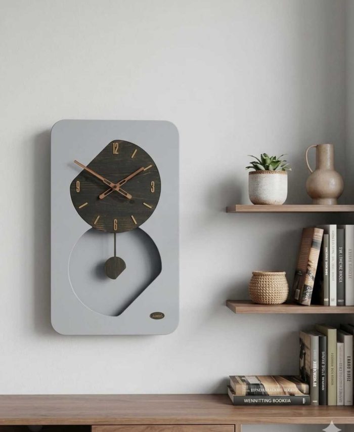NAİROBİ LEDLİ AHŞAP SALON DUVAR SAATİ QUARTZ ULTRA SESSİZ MEKANİZMA 55 CM X 34 CM